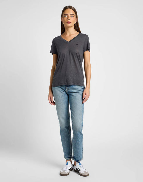 Lee Women's V Neck T-Shirt in Black